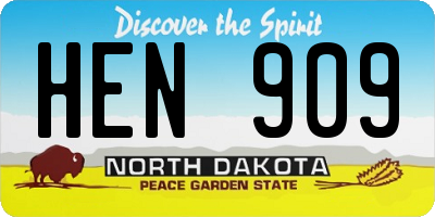 ND license plate HEN909