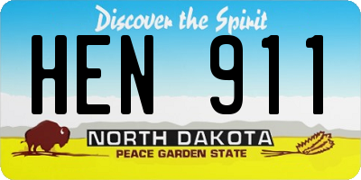 ND license plate HEN911