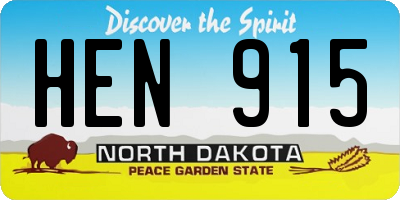 ND license plate HEN915