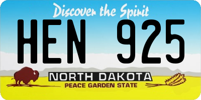 ND license plate HEN925