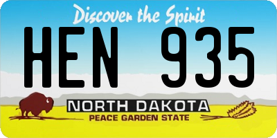 ND license plate HEN935