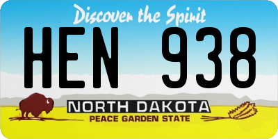 ND license plate HEN938