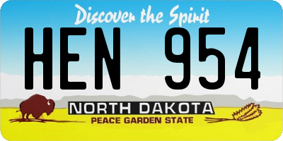 ND license plate HEN954