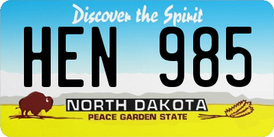 ND license plate HEN985