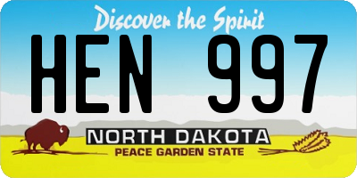 ND license plate HEN997
