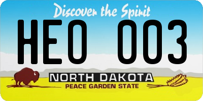 ND license plate HEO003