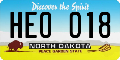 ND license plate HEO018