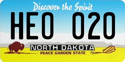 ND license plate HEO020