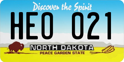 ND license plate HEO021