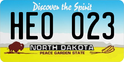 ND license plate HEO023