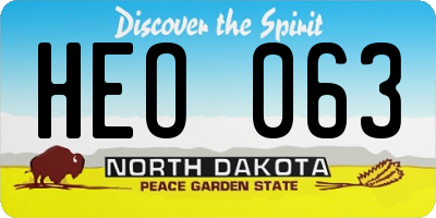 ND license plate HEO063