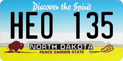 ND license plate HEO135