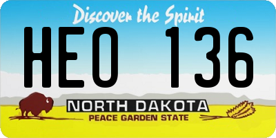 ND license plate HEO136