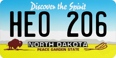 ND license plate HEO206