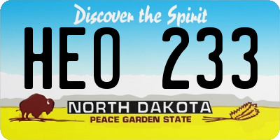 ND license plate HEO233