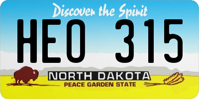 ND license plate HEO315