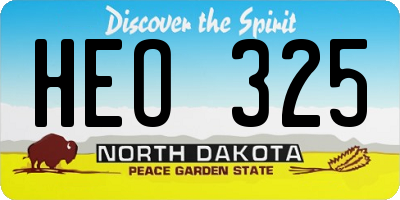 ND license plate HEO325