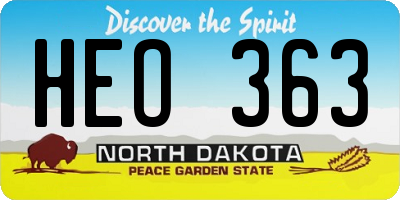 ND license plate HEO363