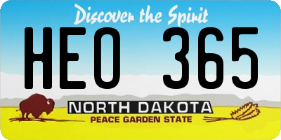 ND license plate HEO365