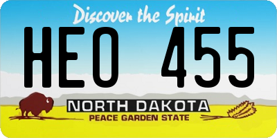 ND license plate HEO455