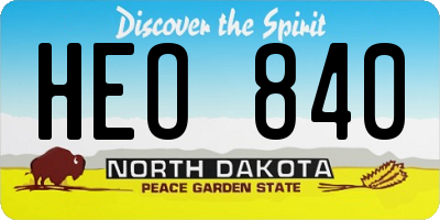 ND license plate HEO840