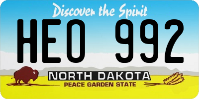 ND license plate HEO992