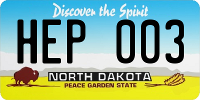 ND license plate HEP003
