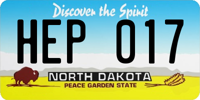 ND license plate HEP017