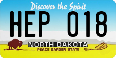 ND license plate HEP018