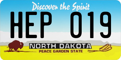 ND license plate HEP019