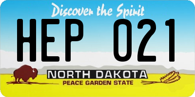 ND license plate HEP021