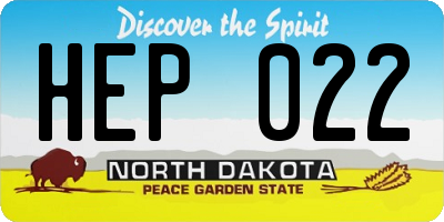 ND license plate HEP022