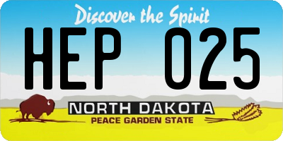 ND license plate HEP025
