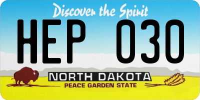 ND license plate HEP030