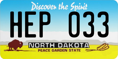ND license plate HEP033