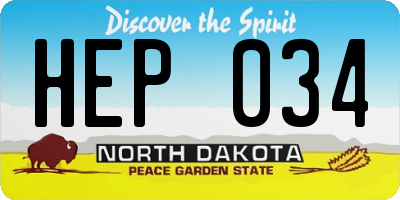 ND license plate HEP034