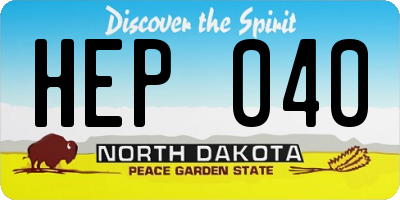 ND license plate HEP040