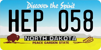ND license plate HEP058