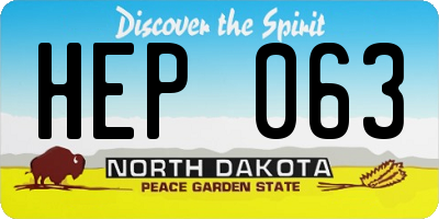 ND license plate HEP063