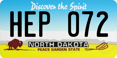 ND license plate HEP072
