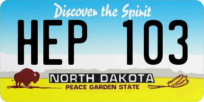 ND license plate HEP103