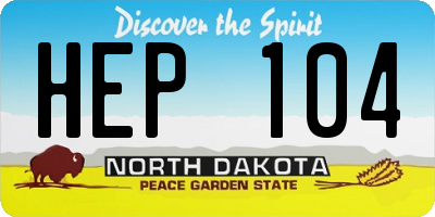 ND license plate HEP104