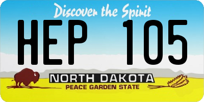 ND license plate HEP105