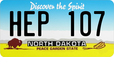 ND license plate HEP107