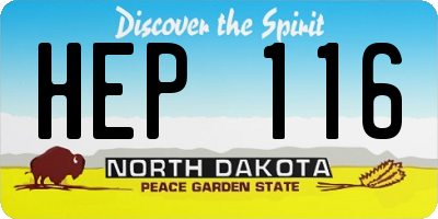 ND license plate HEP116