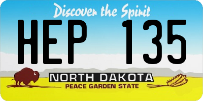 ND license plate HEP135