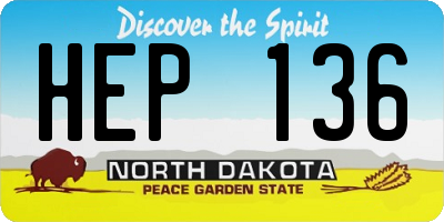 ND license plate HEP136