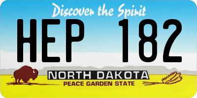 ND license plate HEP182
