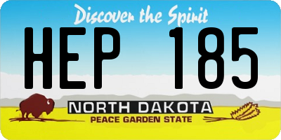 ND license plate HEP185