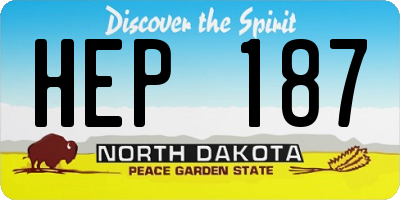 ND license plate HEP187
